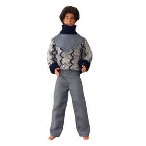 Vintage 60s Mattel doll Ken brown hair blue gray sweater turtleneck gray Pants